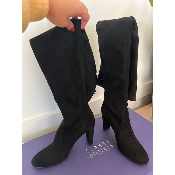 NEW IN BOX Stuart Weitzman Highland Black Suede Over-the-knee Boot Women's - Picture 9 of 12